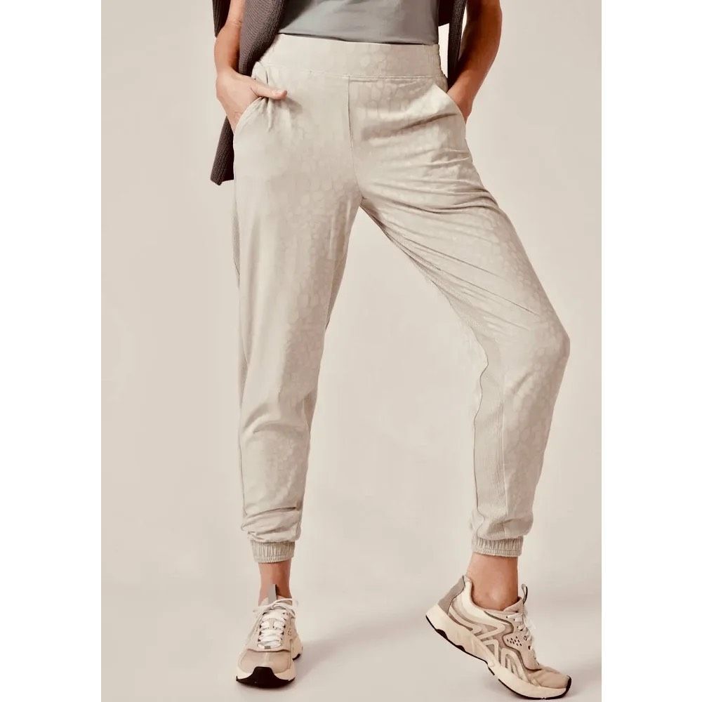 Athleta Brooklyn Textured Joggers Abalone Gray Leopard Size 4